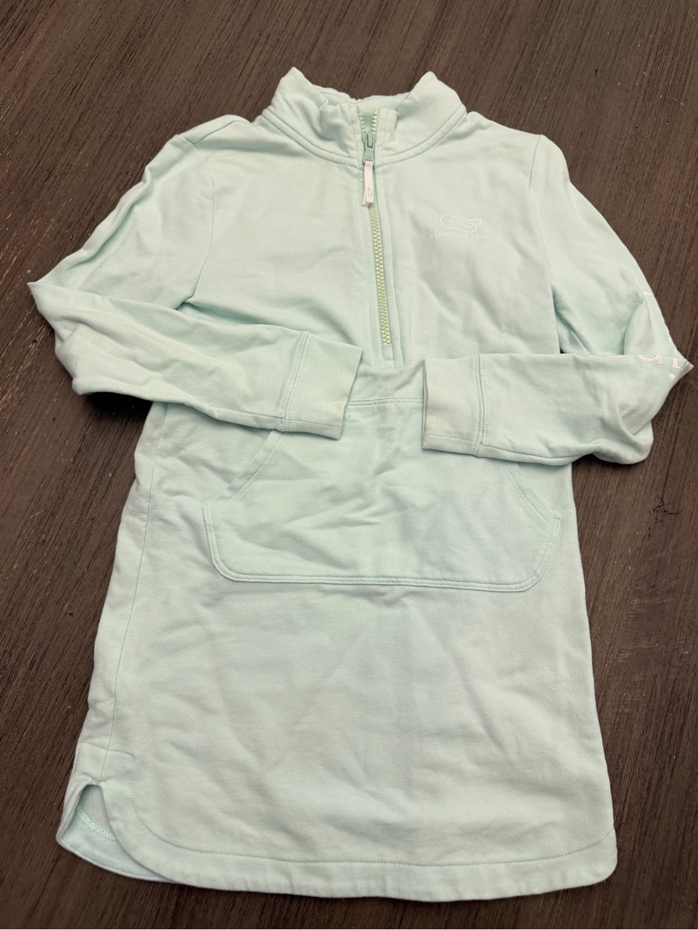 Girls Vineyard Vines Light Mint Quarter-Zip Pullover Dress